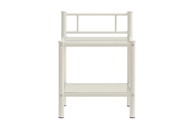 Nattbord hvit og gjennomsiktig 45x34,5x60,5 cm metall og gla - Møbler - Bord - Avlastningsbord - Sengebord & nattbord