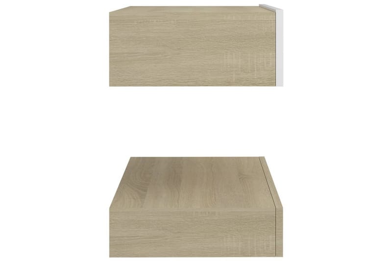 Nattbord hvit og sonoma eik 60x35 cm sponplate - Beige - Møbler - Bord - Konsollbord & avlastningsbord - Sengebord & nattbord