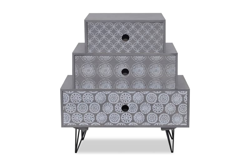 Nattbord med 3 skuffer grå - Grå - Møbler - Bord - Konsollbord & avlastningsbord - Sengebord & nattbord