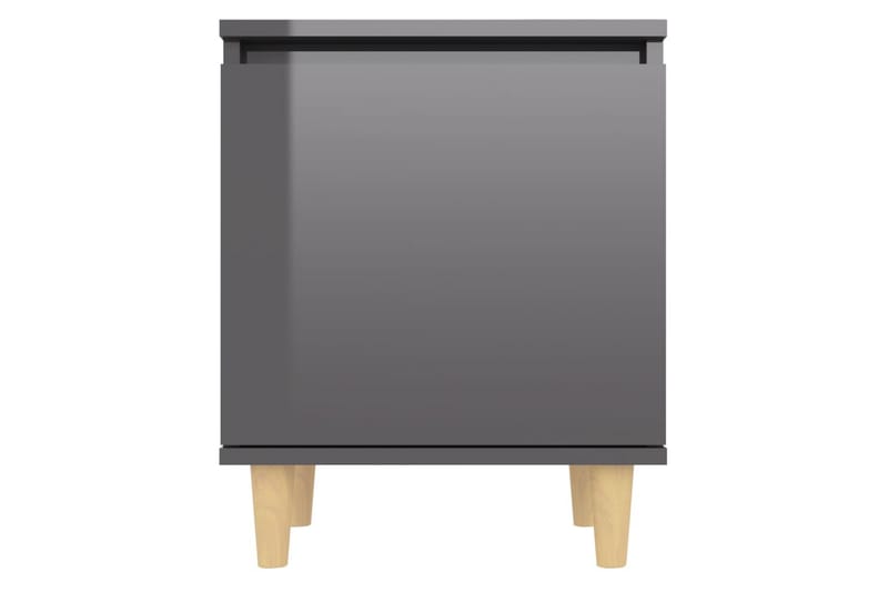 Nattbord med ben i heltre 2 stk höyglans grå 40x30x50 cm - Grå - Møbler - Bord - Avlastningsbord - Sengebord & nattbord