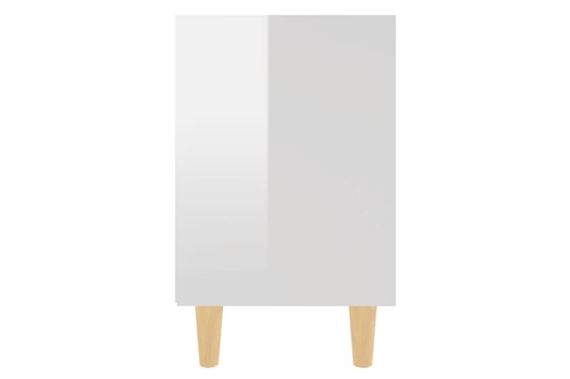Nattbord med ben i heltre 2 stk höyglans hvit 40x30x50 cm - Hvit - Møbler - Bord - Konsollbord & avlastningsbord - Sengebord & nattbord