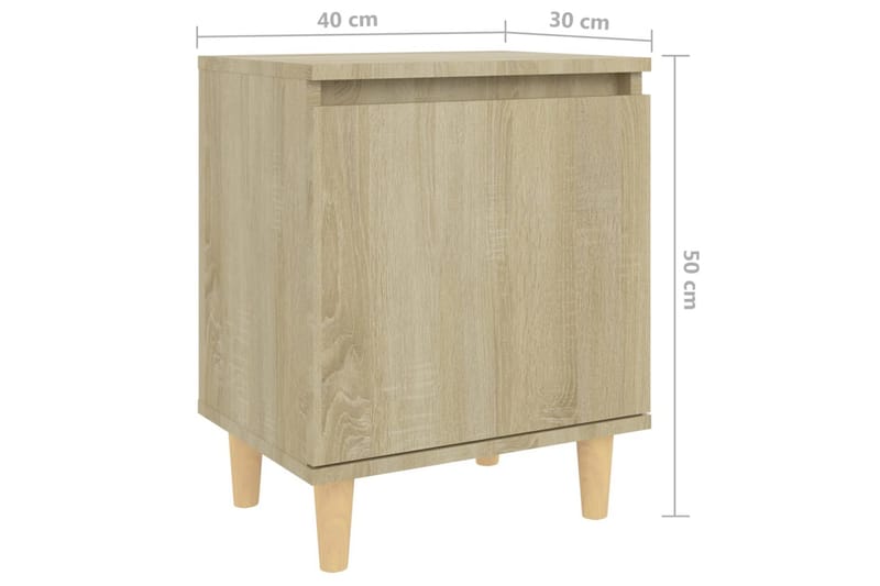 Nattbord med ben i heltre 2 stk sonoma eik 40x30x50 cm - Brun - Møbler - Bord - Avlastningsbord - Sengebord & nattbord