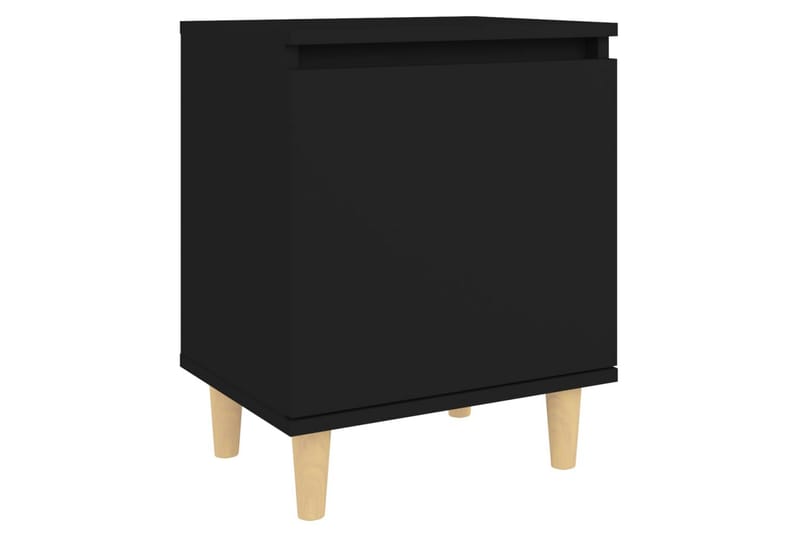 Nattbord med ben i heltre 2 stk svart 40x30x50 cm - Svart - Møbler - Bord - Avlastningsbord - Sengebord & nattbord