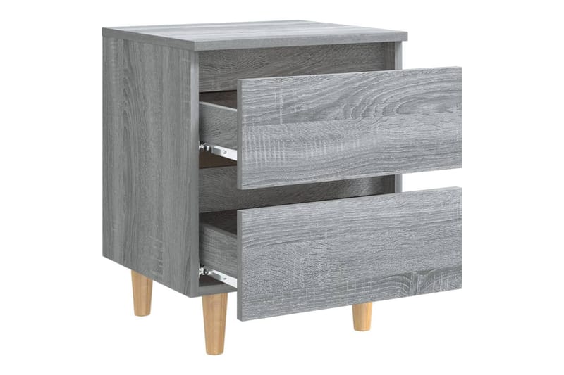 Nattbord med ben i heltre grå sonoma eik 40x35x50 cm - Grå - Møbler - Bord - Konsollbord & avlastningsbord - Sengebord & nattbord
