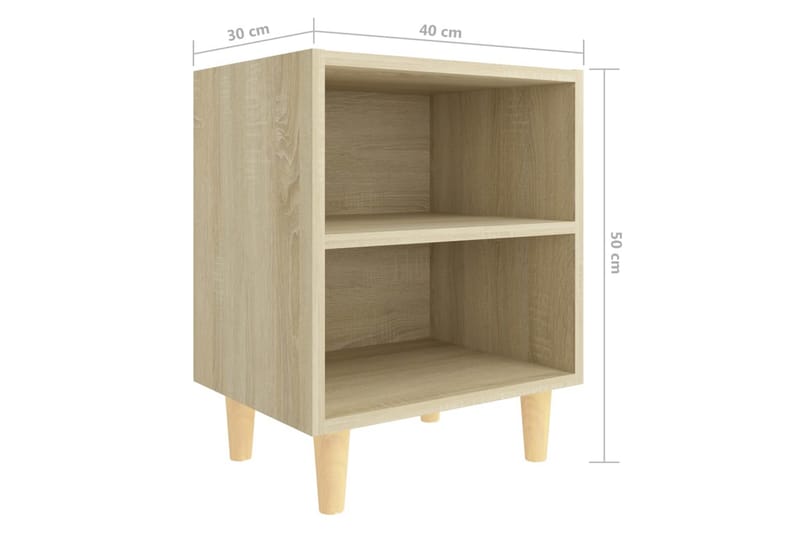 Nattbord med ben i heltre sonoma eik 40x30x50 cm - Brun - Møbler - Bord - Avlastningsbord - Sengebord & nattbord