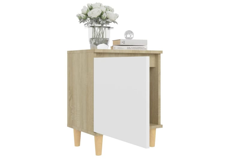 Nattbord med ben i heltre sonoma eik og hvit 40x30x50 cm - Beige - Møbler - Sofaer - Sofa med sjeselong