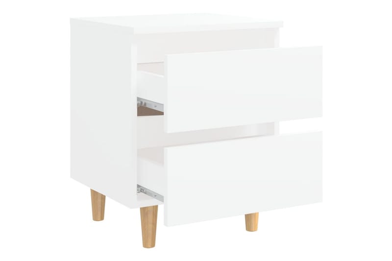 Nattbord med heltre furuben 2 stk hvit 40x35x50 cm - Hvit - Møbler - Bord - Konsollbord & avlastningsbord - Sengebord & nattbord