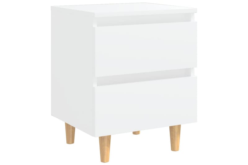 Nattbord med heltre furuben 2 stk hvit 40x35x50 cm - Hvit - Møbler - Bord - Konsollbord & avlastningsbord - Sengebord & nattbord