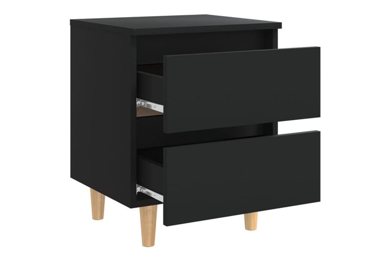 Nattbord med heltre furuben 2 stk svart 40x35x50 cm - Svart - Møbler - Bord - Avlastningsbord - Sengebord & nattbord