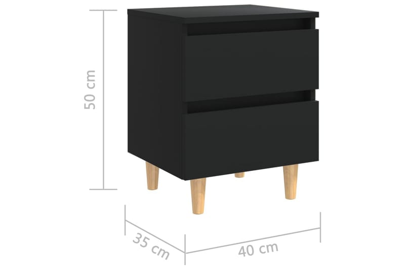 Nattbord med heltre furuben 2 stk svart 40x35x50 cm - Svart - Møbler - Bord - Avlastningsbord - Sengebord & nattbord
