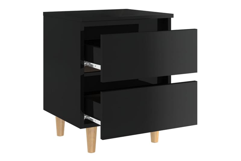 Nattbord med heltre furuben høyglans svart 40x35x50 cm - Svart - Møbler - Bord - Konsollbord & avlastningsbord - Sengebord & nattbord