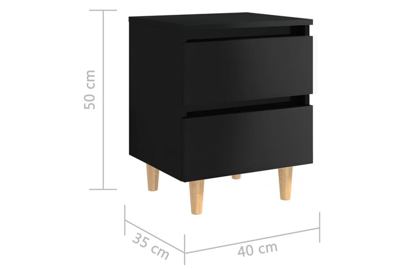 Nattbord med heltre furuben høyglans svart 40x35x50 cm - Svart - Møbler - Bord - Konsollbord & avlastningsbord - Sengebord & nattbord