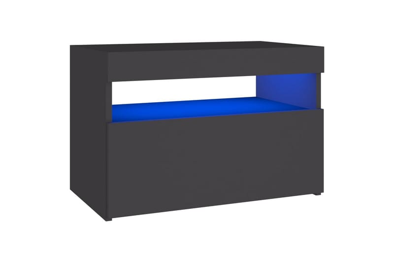 Nattbord med LED-lys grå 60x35x40 cm sponplate - Grå - Møbler - Bord - Konsollbord & avlastningsbord - Sengebord & nattbord
