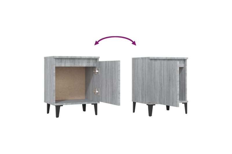 Nattbord med metallben 2 stk grå sonoma eik 40x30x50 cm - Grå - Møbler - Bord - Konsollbord & avlastningsbord - Sengebord & nattbord