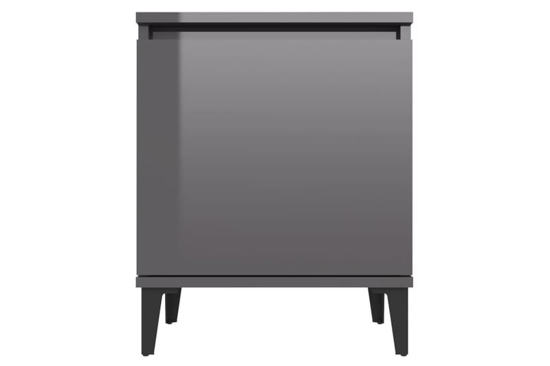 Nattbord med metallben höyglans grå 40x30x50 cm - Grå - Møbler - Bord - Avlastningsbord - Sengebord & nattbord