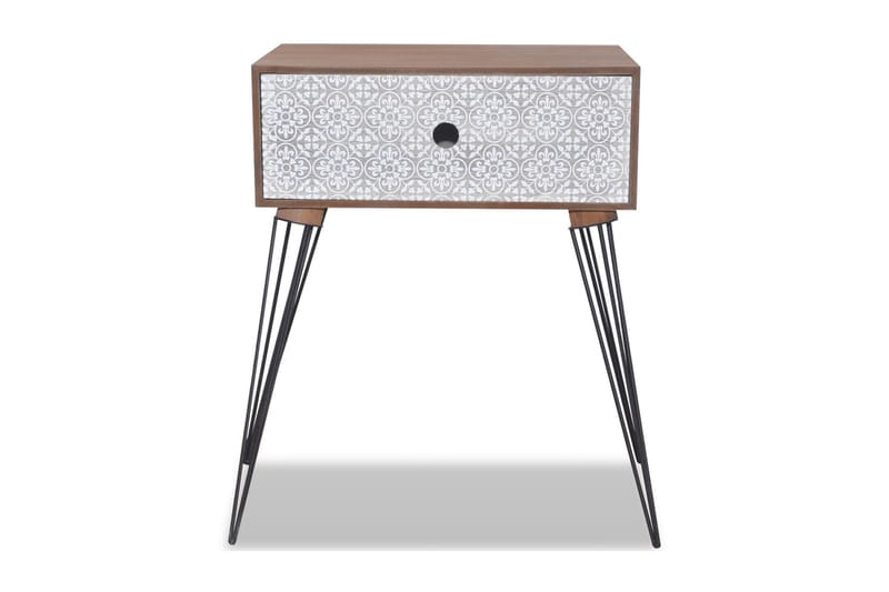 Nattbord med skuff 2 stk brun - Møbler - Bord - Konsollbord & avlastningsbord - Sengebord & nattbord