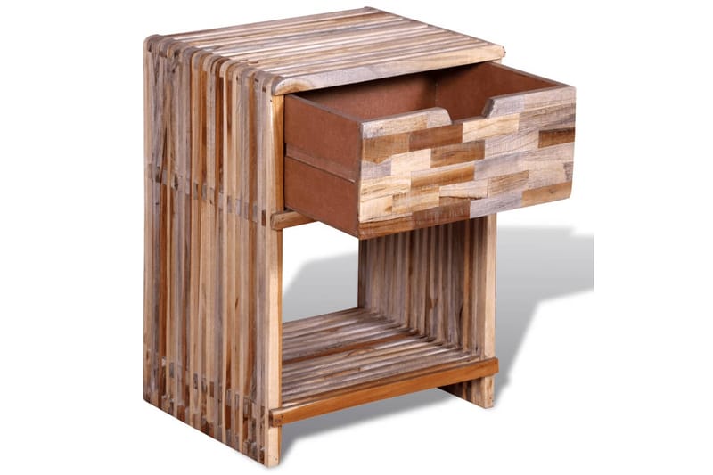 Nattbord med skuff gjenvunnet teak - Resirkulert Teak - Møbler - Bord - Konsollbord & avlastningsbord - Sengebord & nattbord