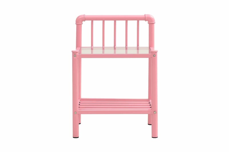 Nattbord rosa og gjennomsiktig 45x34,5x62,5 cm metall og gla - Møbler - Bord - Avlastningsbord - Sengebord & nattbord