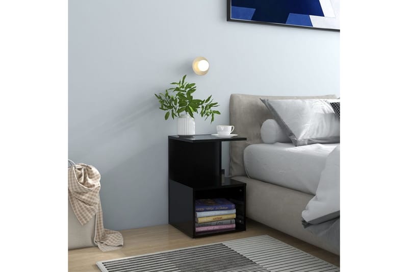 Nattbord svart 35x35x55 cm sponplate - Svart - Møbler - Bord - Konsollbord & avlastningsbord - Sengebord & nattbord