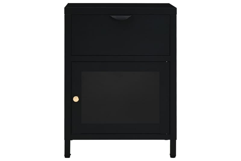Nattbord svart 40x30x54,5 cm stål og glass - Svart - Møbler - Bord - Avlastningsbord - Sengebord & nattbord