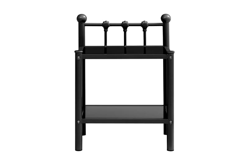Nattbord svart 45x34,5x60,5 cm metall og glass - Møbler - Bord - Avlastningsbord - Sengebord & nattbord