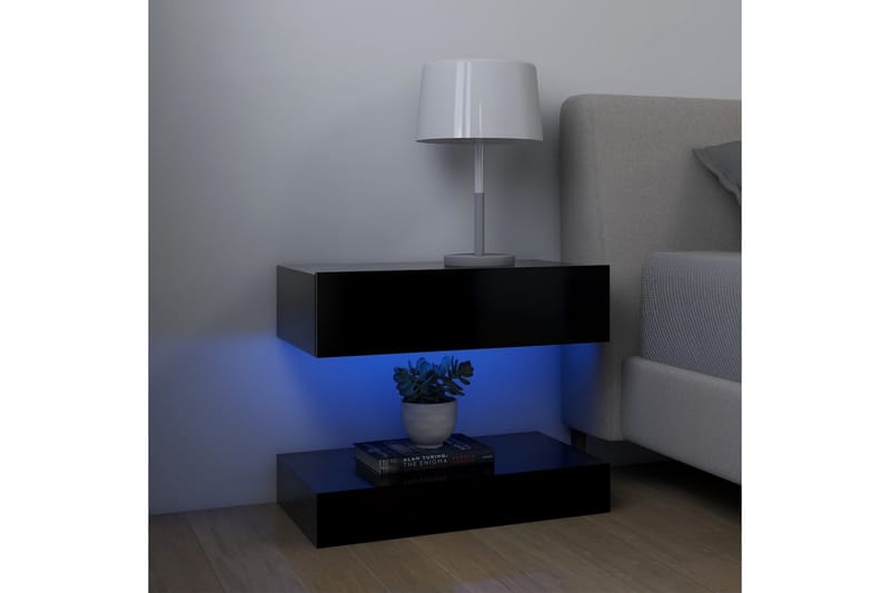 Nattbord svart 60x35 cm sponplate - Svart - Møbler - Bord - Konsollbord & avlastningsbord - Sengebord & nattbord