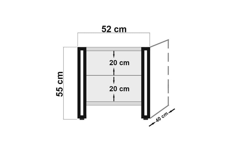 Sapphira Nattbord 52 cm med Oppbevaring 2 Skuffer - Brun/Svart - Møbler - Bord - Konsollbord & avlastningsbord - Sengebord & nattbord