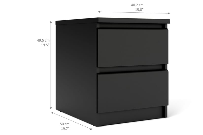 Style Nattbord med 2 Skuffer - Svart Matt - Møbler - Bord - Avlastningsbord - Sengebord & nattbord