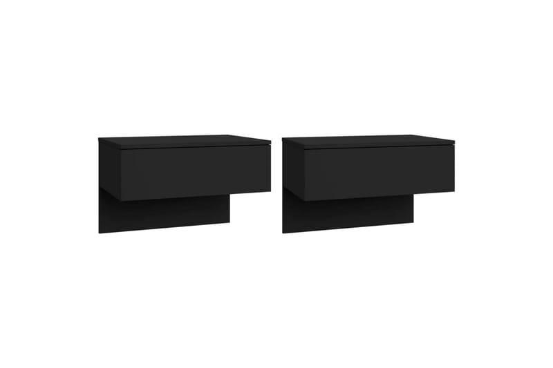 Veggmontert nattbord 2 stk svart konstruert tre - Svart - Møbler - Bord - Avlastningsbord - Sengebord & nattbord