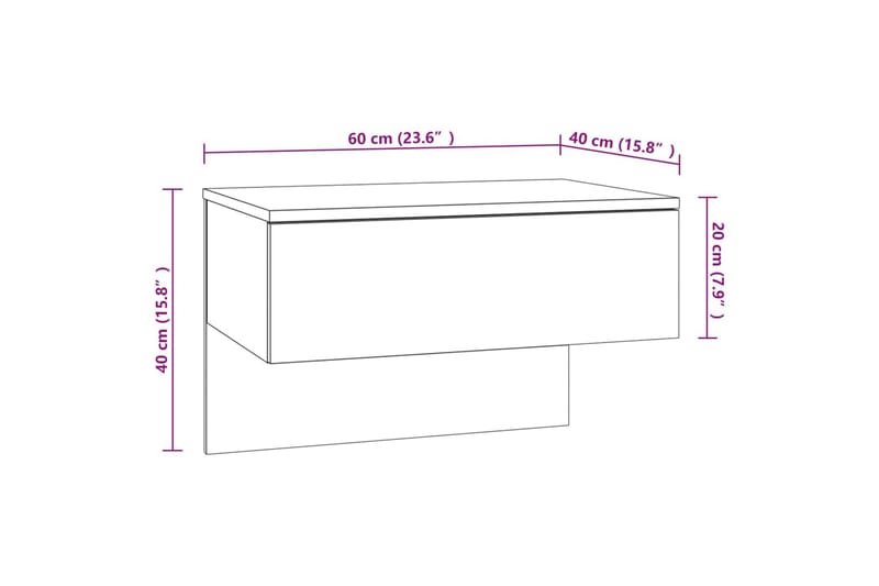 Veggmontert nattbord høyglans hvit konstruert tre - Hvit - Møbler - Bord - Avlastningsbord - Sengebord & nattbord