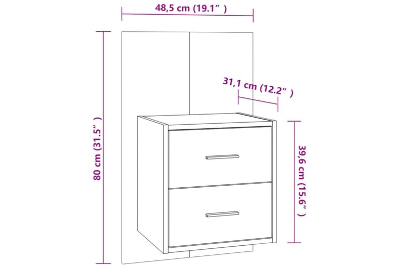 Veggmontert nattbord røkt eik konstruert tre - Brun - Møbler - Bord - Konsollbord & avlastningsbord - Sengebord & nattbord