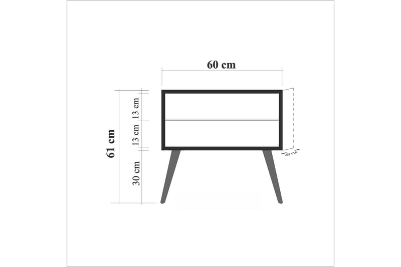 Vellavie Nattbord 60 cm med Oppbevaring 2 Skuffer Tredsilhue - Brun/Grønn - Møbler - Bord - Avlastningsbord - Sengebord & nattbord