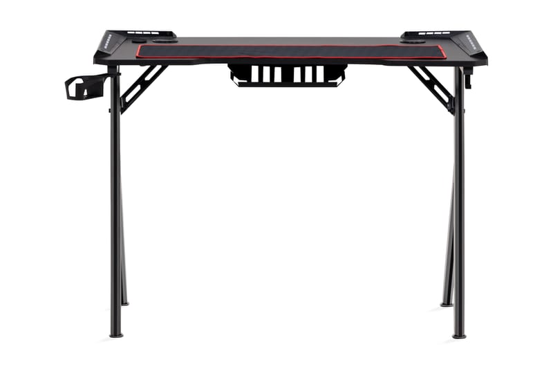 Aghav Gamingbord LED-lys 100 cm + Koppholder & Hodetelefonho - Svart - Møbler - Bord - Kontorbord - Gamingbord