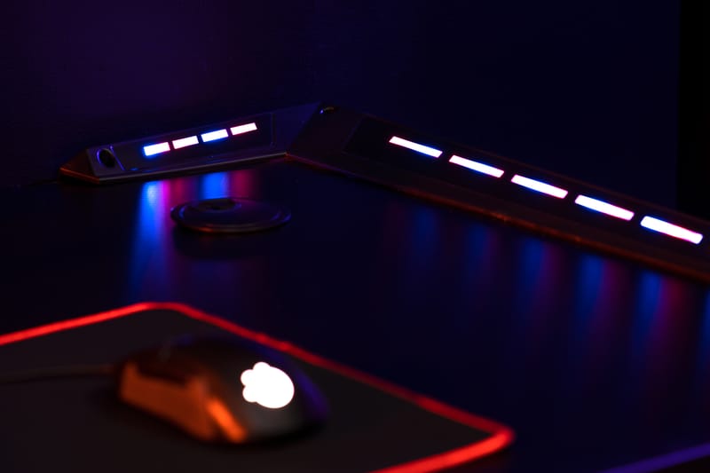 Areni Gamingbord LED-lys 160 cm med Monacagua Gamingstol - Svart/Blå - Møbler - Bord - Kontorbord - Gamingbord