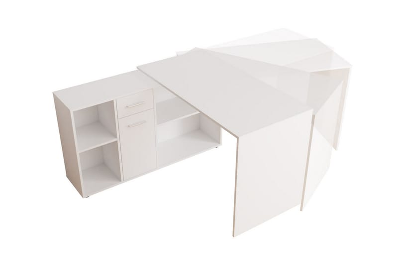 Armacao Hjørneskrivebord 120 cm med Oppbevaring - Hvit/Beige - Møbler - Bord - Kontorbord - Skrivebord - Hjørneskrivebord