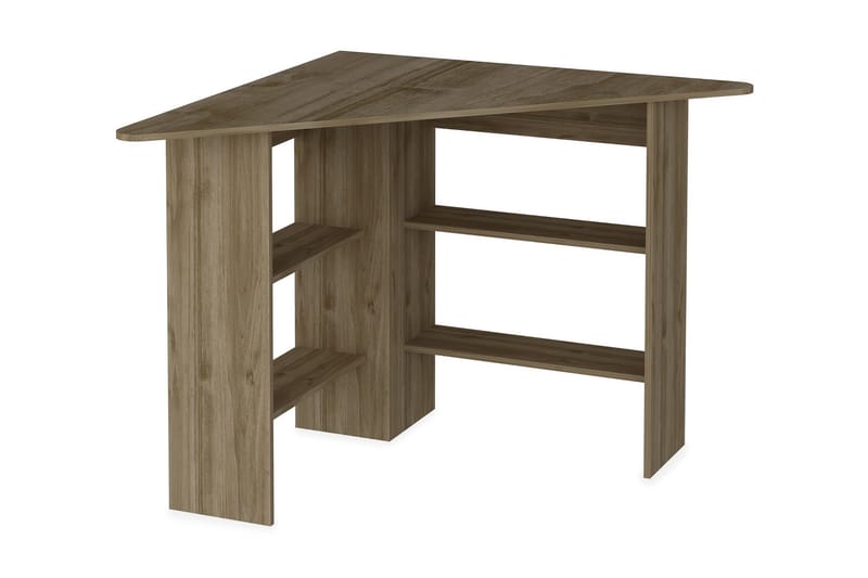 Kiolbassa Hjørneskrivebord 94 cm med Oppbevaringshyller - Valnøttsbrun - Møbler - Bord - Kontorbord - Skrivebord - Hjørneskrivebord