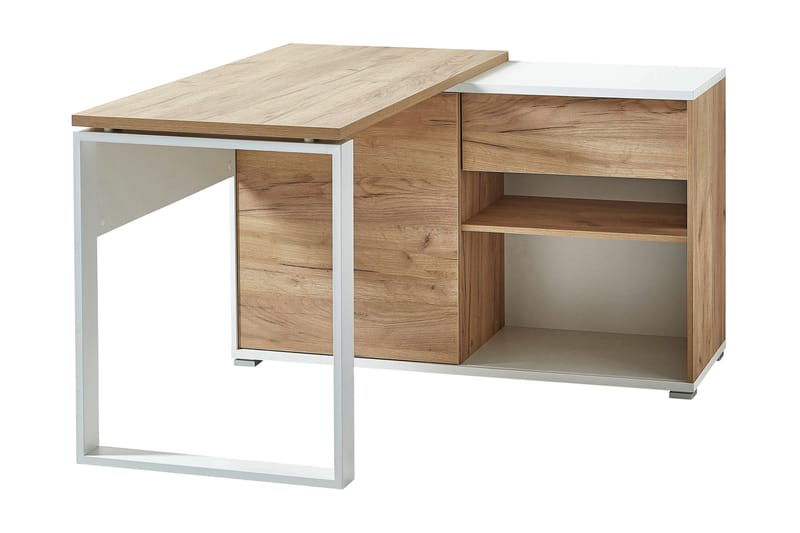 Rosalie Hjørneskrivebord 120 cm - Hvit/Eik - Møbler - Bord - Kontorbord - Skrivebord - Hjørneskrivebord