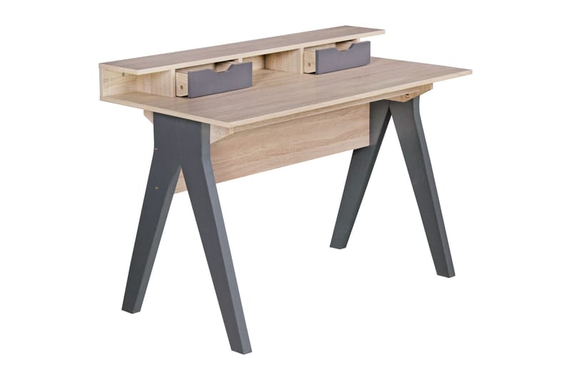 Ackerman Skrivebord 120 cm med Oppbevaring - Natur/Mørkegrå - Møbler - Bord - Kontorbord - Skrivebord