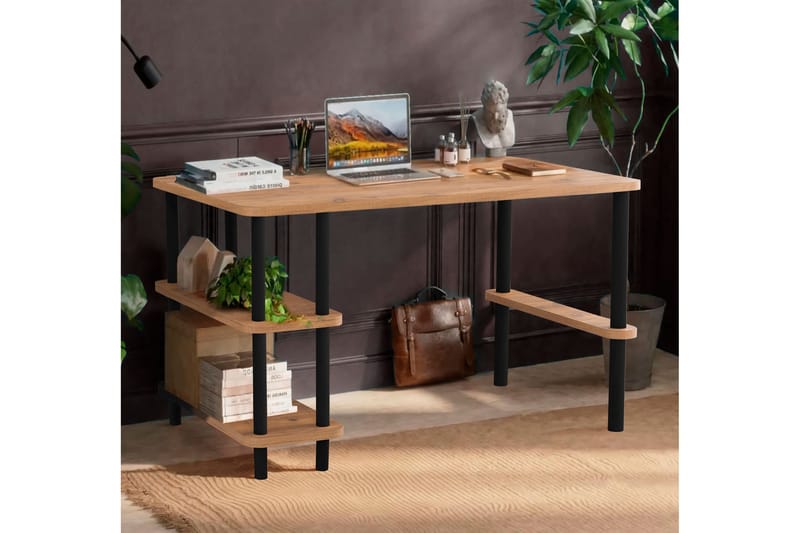 Alingca Skrivebord 120x74,9x120 cm med oppbevaring - Svart/Grønn - Møbler - Bord - Kontorbord - Skrivebord