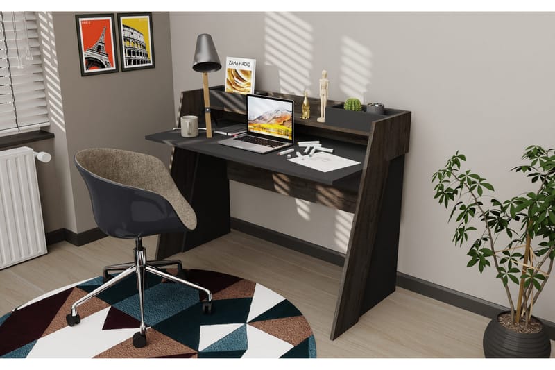 Andifli Skrivebord 59,6x93,4x123,6 cm med oppbevaring - Antrasitt - Møbler - Bord - Kontorbord - Skrivebord
