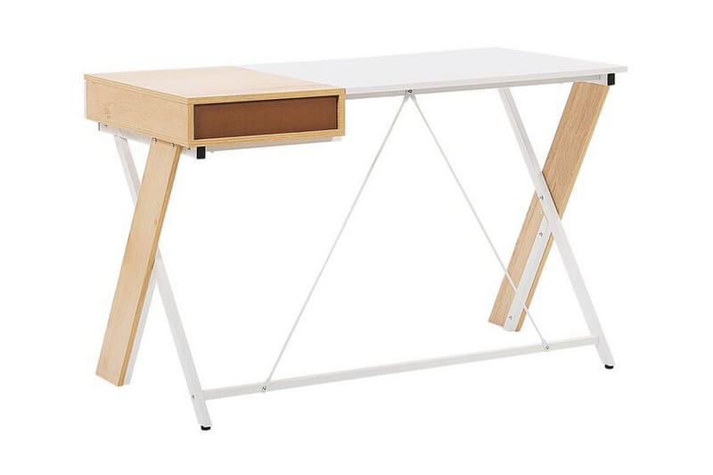 Augerville Skrivebord 120 cm med Oppbevaringsskuff - Natur/Hvit - Møbler - Bord - Kontorbord - Skrivebord