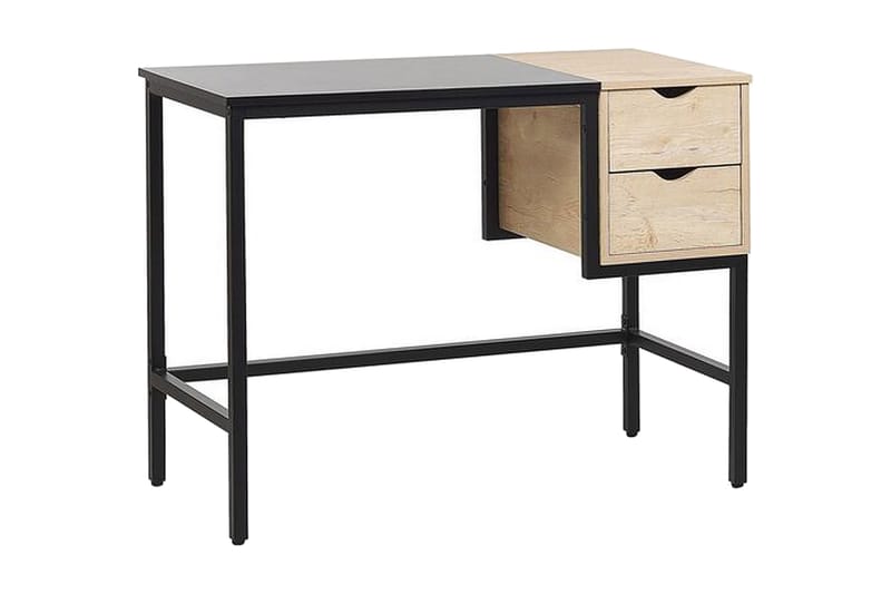 Barrakeh Skrivebord 100 cm med Oppbevaring 2 Skuffer - Svart/Lyst Tre - Møbler - Bord - Kontorbord - Skrivebord