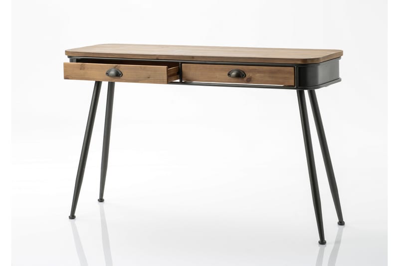 Birdell Skrivebord 121 cm med Oppbevaringsskuffer - Tre/Natur/Svart - Møbler - Bord - Kontorbord - Skrivebord