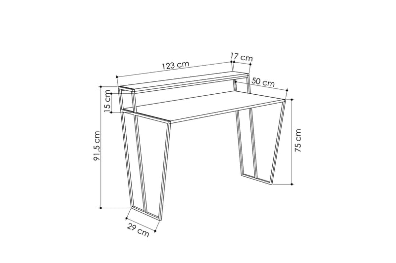 BodSjø Skrivebord 123 cm med Oppbevaringshylle - Grå/Svart - Møbler - Bord - Kontorbord - Skrivebord