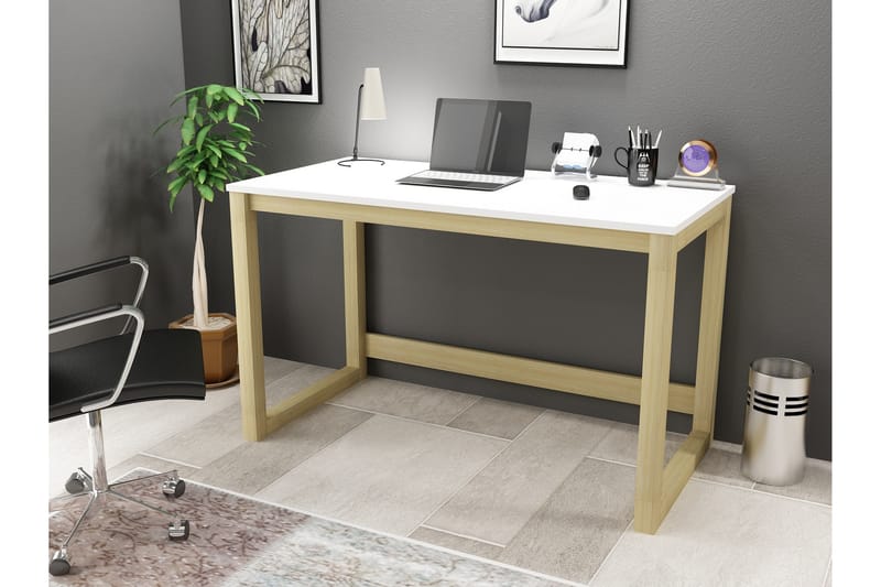 Brewel Skrivebord 120 cm - Hvit/Natur - Møbler - Bord - Kontorbord - Skrivebord