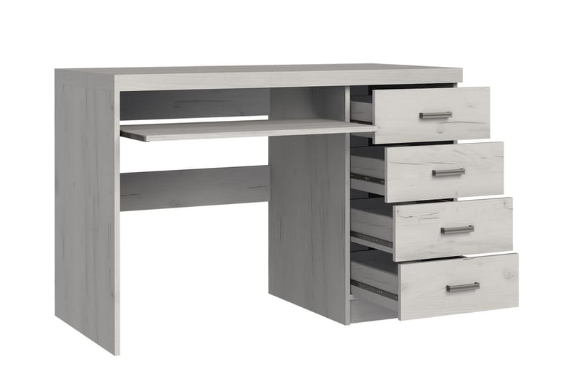 Castillia Skrivebord 120 cm med Oppbevaring 4 Skuffer + Hyll - Mørke Ask - Møbler - Bord - Kontorbord - Skrivebord