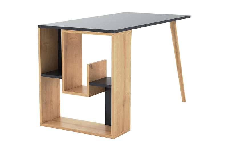 Cenanwesh Skrivebord 120x72,8x120 cm med oppbevaring - Grå/Brun - Møbler - Bord - Kontorbord - Skrivebord