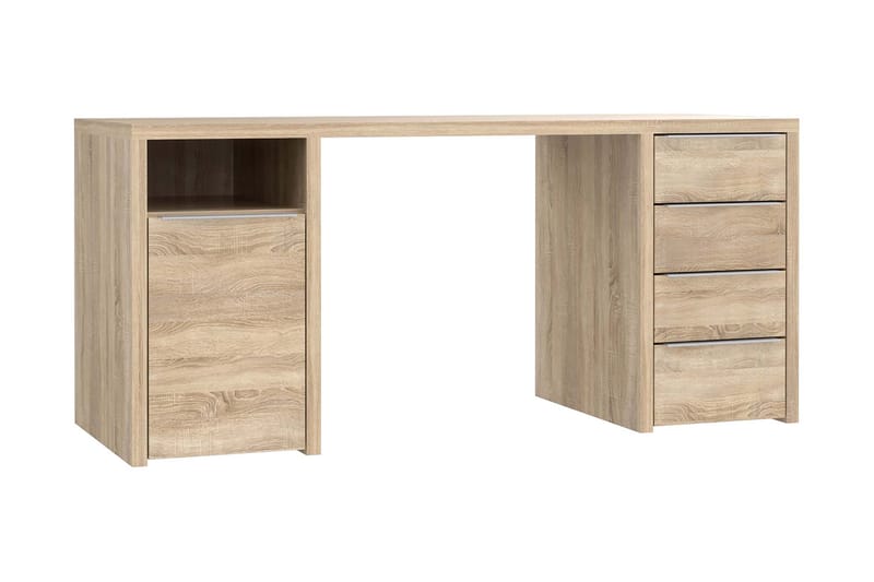 Chesko Skrivebord 160 cm med Oppbevaring Skap + 4 Skuffer + - Brun - Møbler - Bord - Kontorbord - Skrivebord