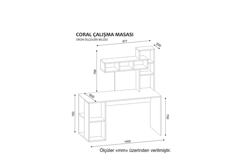 Coralle Skrivebord 140 cm med Oppbevaringshyller - Hvit/Natur - Møbler - Bord - Kontorbord - Skrivebord