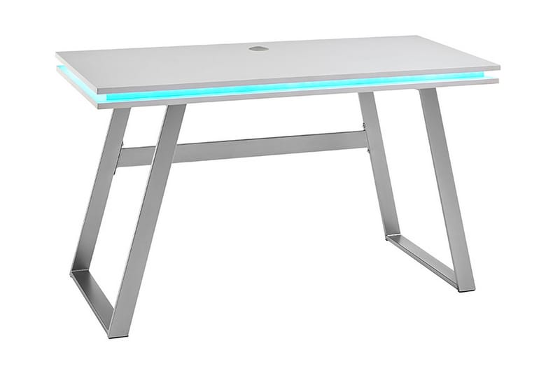 Cuyutian Databord 140 cm med LED + USB - Hvit/Metall - Møbler - Bord - Kontorbord - Skrivebord